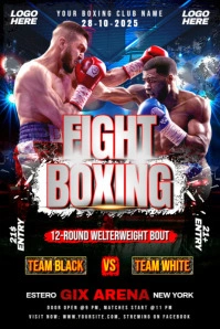 Black 3d Fight Night Boxing Tournament Ads Flyer Poster template
