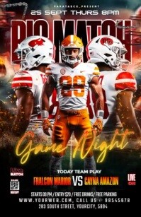 Black 3d Football Game Night Poster Design Tabloid template