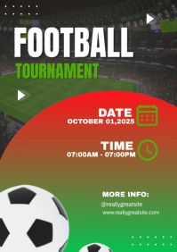 Black 3d Football Tournament  A2 template