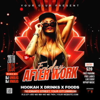Black 3d Friday After Work Party Square (1:1) template