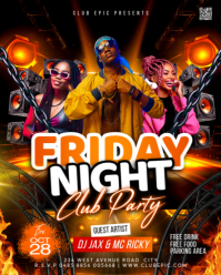 Black 3d Friday Night Dj Artist Live Performance Club Concert Music Festival Advert Promotion Flyer Instagram Portrait template