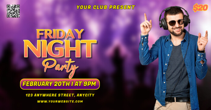 Black 3d Friday Night Party Gambar Bersama Facebook template