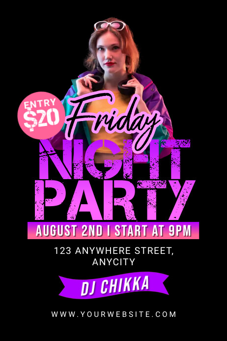 Plantilla de Black 3d Friday Night Party Poster | PosterMyWall