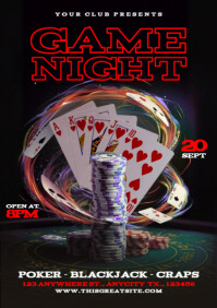 Black 3d Game Night Event A4 template
