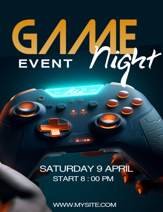 Black 3d Game Night Volantino (us Letter) template