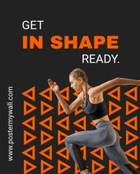 Black 3d Get In Shape Instagram Portrait template