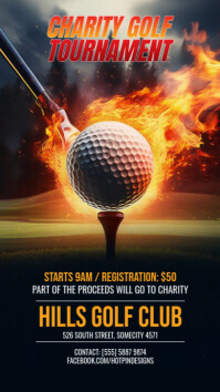 Black 3d Golf Tournament Flyer Instagram Story template