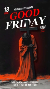 Black 3d Good Friday Church Flyer Business Card template