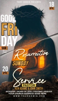 Black 3d Good Friday Flyer Business Card template