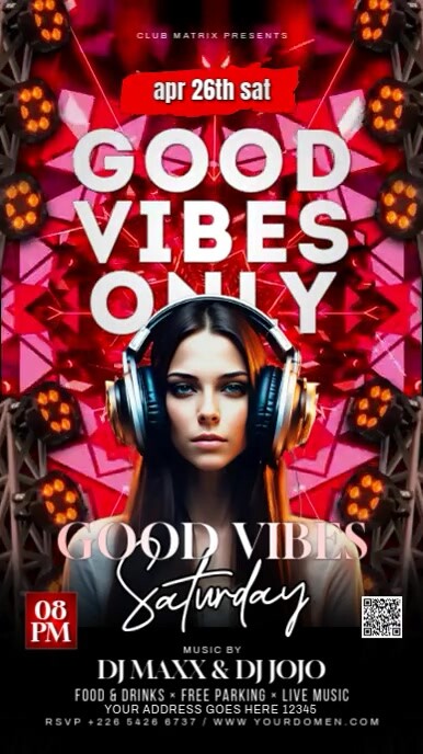 Black 3d Good Vibes Saturday  Instagram Story template