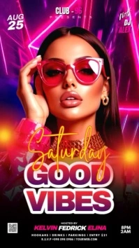 Black 3d Good Vibes Video Ads Flyer Instagram Story template