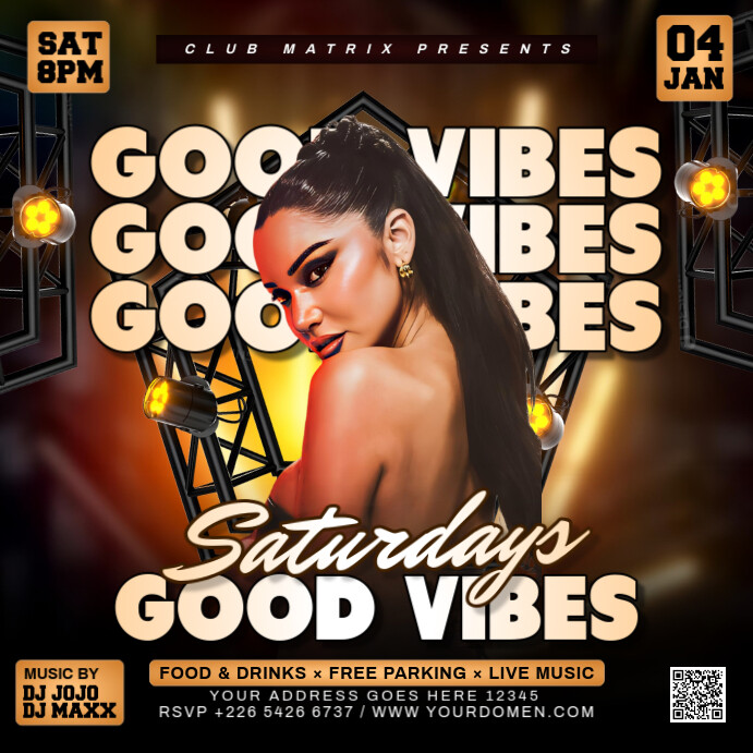 Black 3d Goood Vibes Saturday  Square (1:1) template