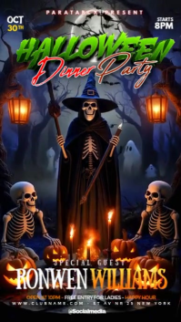 Black 3d Gorgeous Halloween Dinner Night Party Instagram Reel template