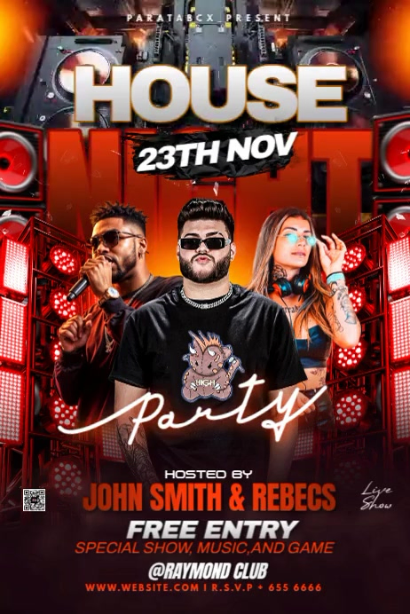 Black 3d Gorgeous House Night Party Template Banner 4' × 6'