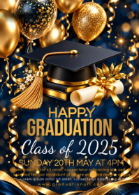 Black Graduation Announcement A6 Template