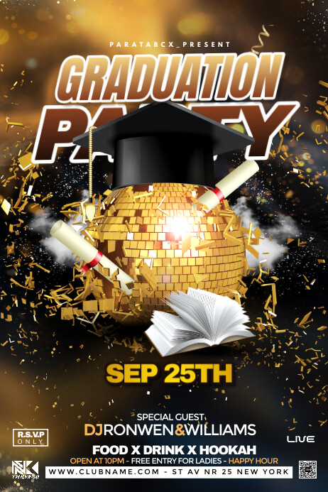 Black 3d Graduation Party Poster Templat | PosterMyWall