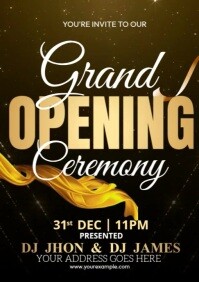 Black Grand Opening Ceremony A4 Template