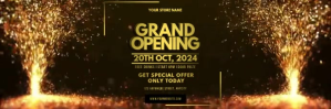 Black 3d Grand Opening Tajuk Twitter template