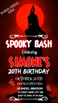 Black 3d Halloween Birthday Party  Instagram Story template