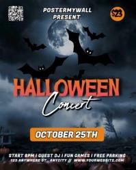Black 3d Halloween Concert Instagram Portrait template