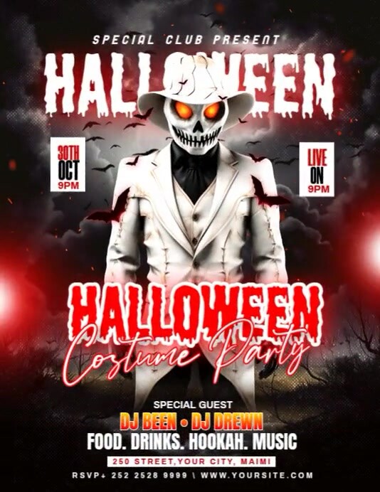 Copy of Black 3d Halloween Costume Party Night Flyer (us Letter ...