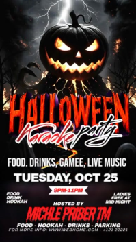 Black 3d Halloween Flyer Design Template Instagram Reel