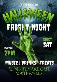 Black 3d Halloween Fright Night A5 template