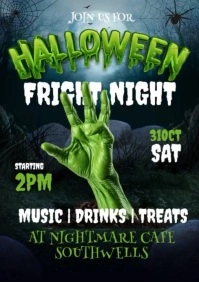 Black 3d Halloween Fright Night A5 template
