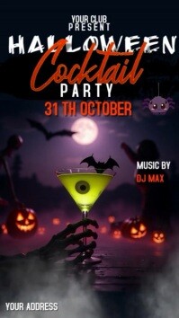 Black 3d Halloween Happy Hours Reel Instagram template
