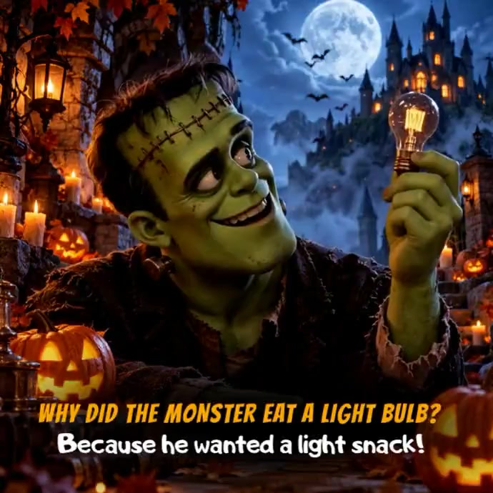 Black 3d Halloween Joke Poster Square Video Template | PosterMyWall