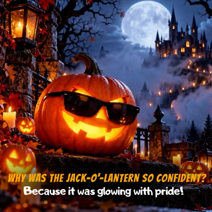 Black 3d Halloween Joke Square Video Template | PosterMyWall