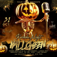 Black 3d Halloween Karaoke Square (1:1) template