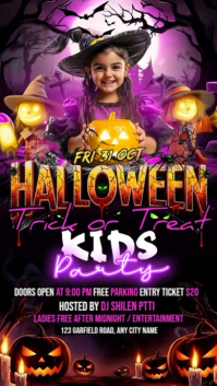 Black 3d Halloween Kids Party Instagram Story template