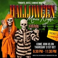 Black 3d Halloween Movie Night Instagram Post template