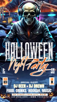 Black 3d Halloween Night Party Invitation Instagram Story template