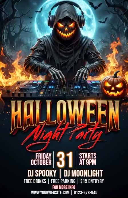 Halloween Night Party Tabloid Template | PosterMyWall