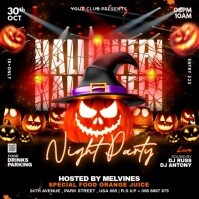 Black 3d Halloween Night Party Video Ads Flyer Instagram Post Instagram-bericht template