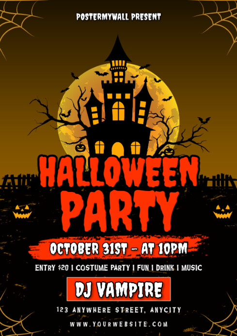 Black 3d Halloween Party A3 Template | PosterMyWall