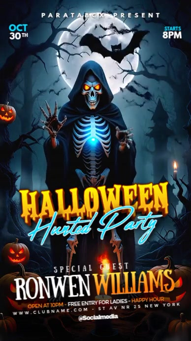 Black 3d Halloween Party Flyer Instagram Reel Template | PosterMyWall