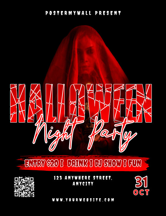 Black 3d Halloween Party Pamflet (letter As) Template | PosterMyWall