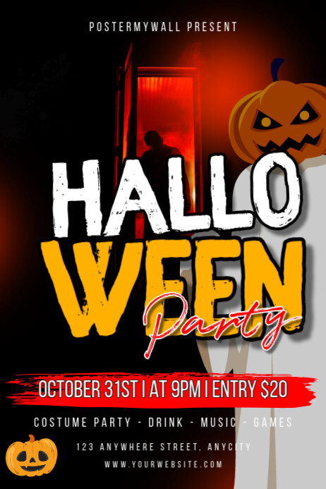 Black 3d Halloween Party Poster Template | PosterMyWall