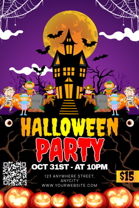 Black 3d Halloween Party Poster Template | PosterMyWall