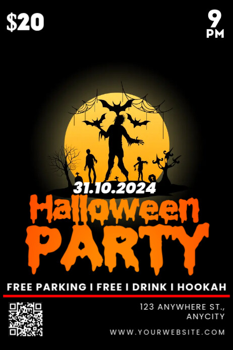 Plantilla de Black 3d Halloween Party Poster | PosterMyWall