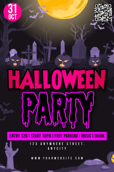 Plantilla de Black 3d Halloween Party Poster | PosterMyWall