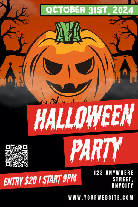 Black 3d Halloween Party Poster Template | PosterMyWall