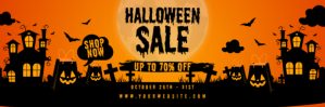 Black 3d Halloween Sale Tajuk Twitter template