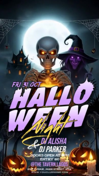 Black 3d Halloween Scary Night Instagram Story template