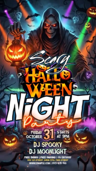 Black 3d Halloween Scary Night Party Instagram Story template
