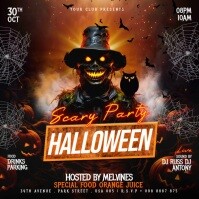 Black 3d Halloween Scary Party Video Ads Flyer Instagram Post template