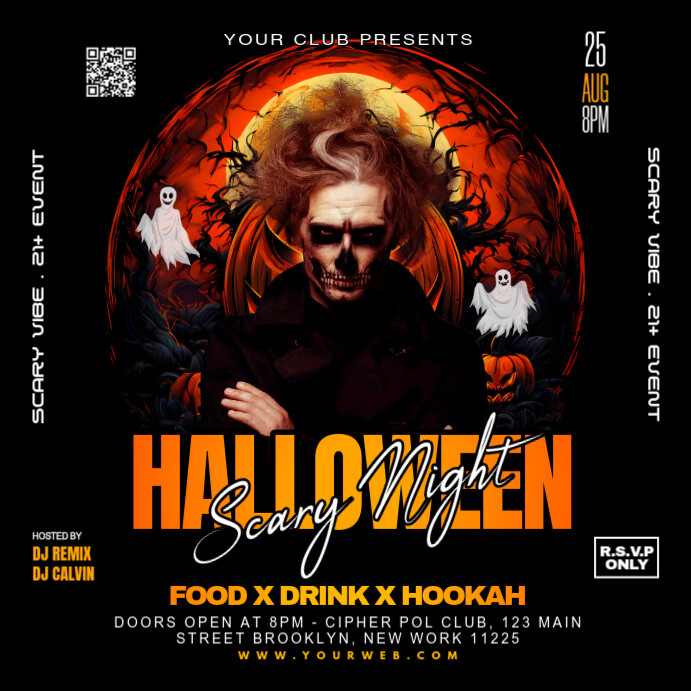 Black 3d Halloween Spooky Night Party Instagr Template | PosterMyWall
